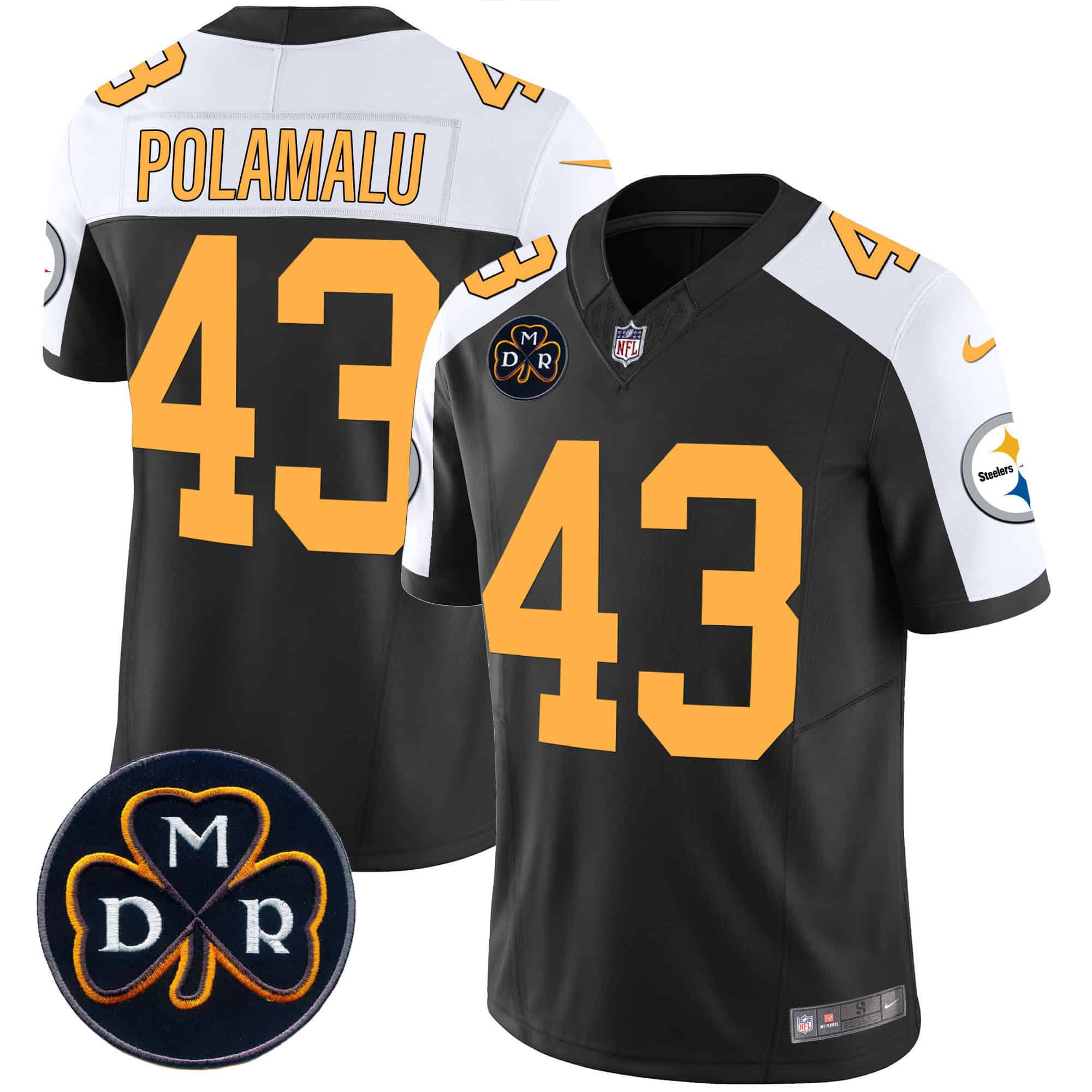 Men Pittsburgh Steelers 43 Polamalu Black 2024 Nike DMR Patch Vapor Limited NFL Jersey